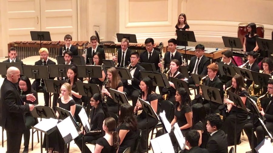 The+LMHS+Wind+Ensemble+performs+at+Carnegie+Hall+in+2019.