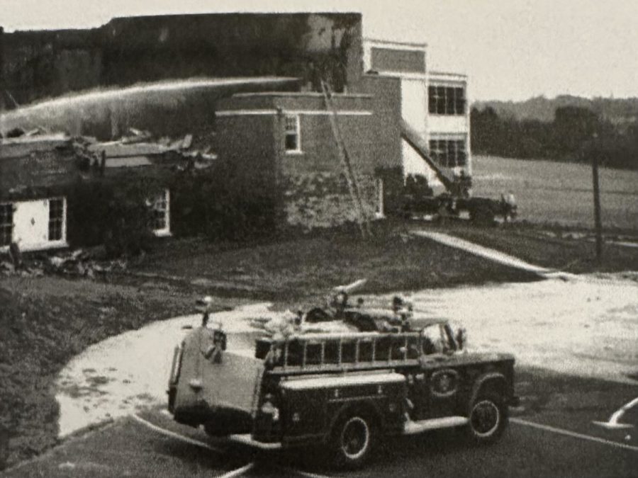 A fire truck stands by the smoldering school | Source: Voices of the Valley